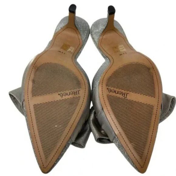 J.Renee' Silver and Gold Shimmer Bow Sparkle Pointed Toe Mules - Size 11 W - Picture 5 of 7